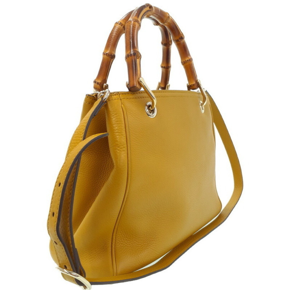 Gucci Shopper Bag Leather Bamboo Tote 2way